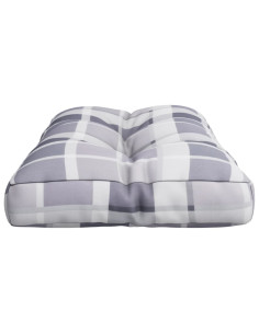 Cuscino per Pallet a Quadri Grigi 80x40x12 cm in Tessuto