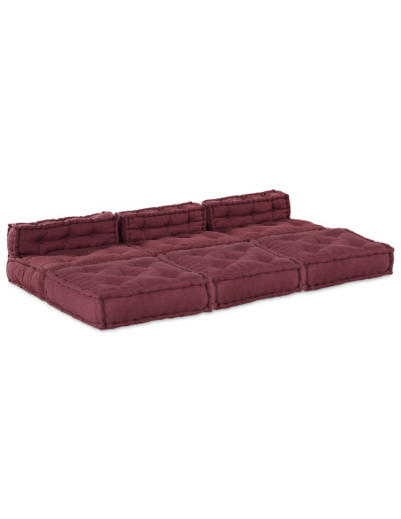 Pouf modulare vitaXL 4 pezzi in tessuto Borgogna