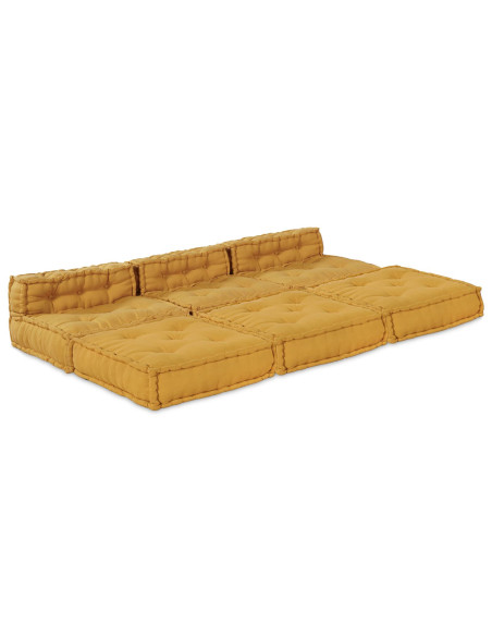 Pouff Modulari  4 pz in Tessuto Giallo