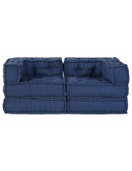 Pouf Modulari 2 pz in Tessuto Indigo di