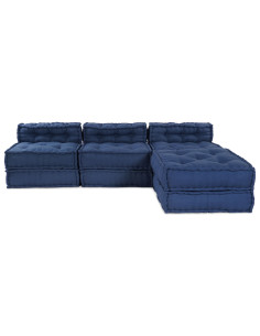 Divano modulare 4 pcs Indaco Tessuto