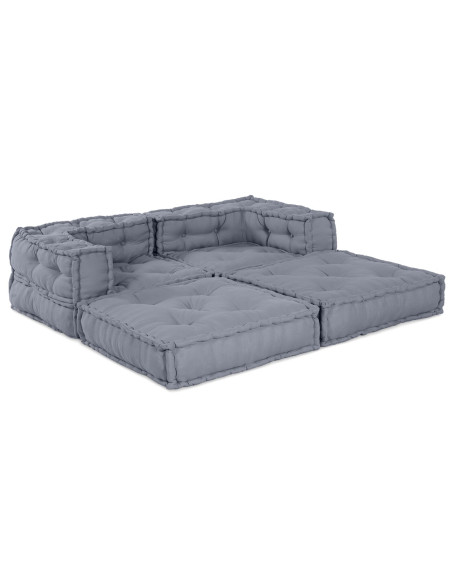 Pouf Modulari  2 pezzi Grigio Tessuto