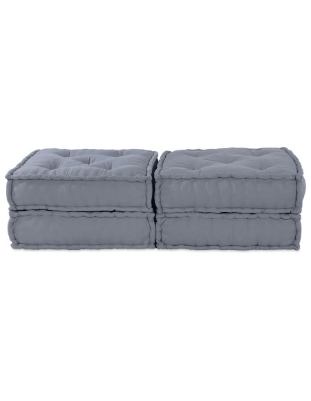 Pouffe Sofà Modulare a Due Posti Convertibile in Tessuto Grigio