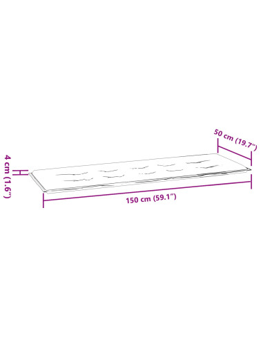 Cuscino per Panchina Foglia Motivo a foglia 150 x 50 x 3 cm