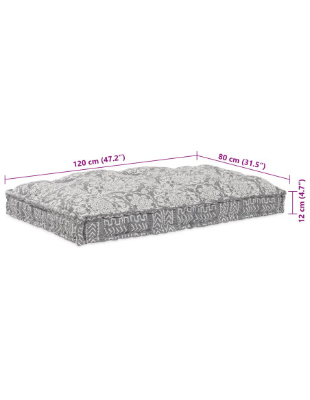 Cuscino per pallet  Grigio chiaro 120x80x12 cm in tessuto