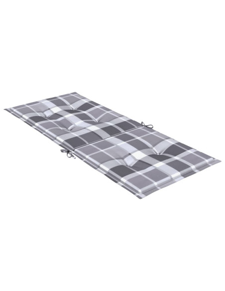 Cuscini per Sedie 2 pz Grigi a Quadri 120x50x3 cm in Tessuto