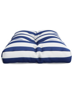 Cuscino per Pallet Strisce Bianche e Blu 80x40x12 cm in Tessuto