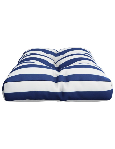 Cuscino per Pallet Strisce Bianche e Blu 80x40x12 cm in Tessuto