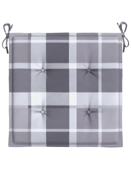 Cuscini per Sedia 2 pz a Quadri Grigi 40x40x3cm Tessuto Oxford