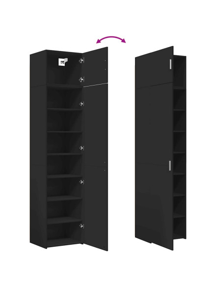 Mobile Sottile Nero 50x42,5x225 cm in Legno Multistrato
