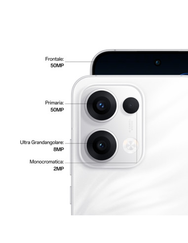 OPPO Reno13 5G AI Smartphone, Tripla fotocamera 50+8+2MP, Selfie 50MP, Display 6.59” 120HZ AMOLED FHD+, 5600mAh, RAM 12GB(Esp4