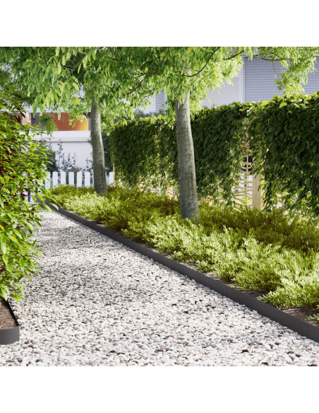 bordi per giardino  30 pz Nero 100x0,5x15 cm Acciaio