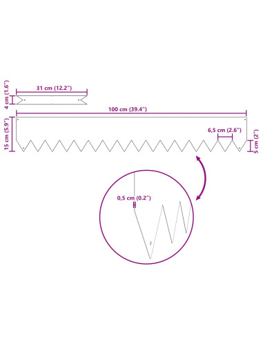 Bordura per Prato 50 pcs Nero 100 x 0.05 x 20 cm