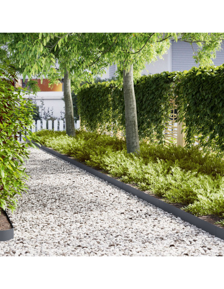 Edging per prato 20 pz Antracite 100x0,5x15 cm Acciaio