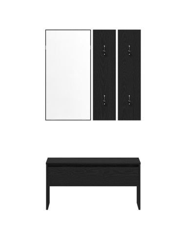 Set mobili da ingresso 4 pcs Rovere Nero Legno multistrato