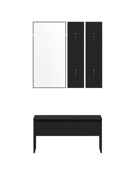 Set mobili da ingresso 4 pcs Rovere Nero Legno multistrato