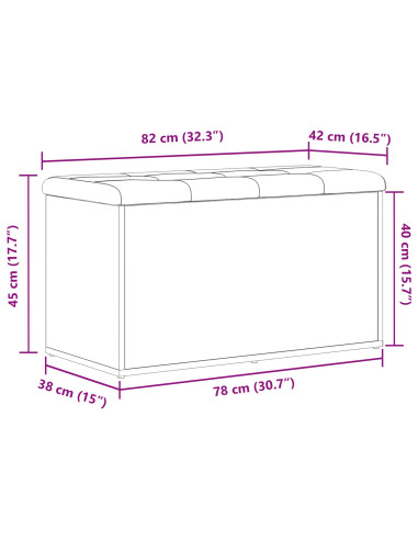 Panchina con contenitore Rovere Nero 82 x 42 x 45 cm