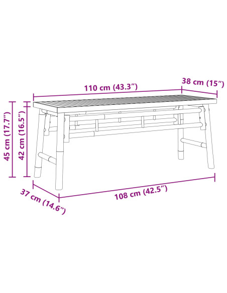 panchina Marrone 110 x 38 x 45 cm Bambù