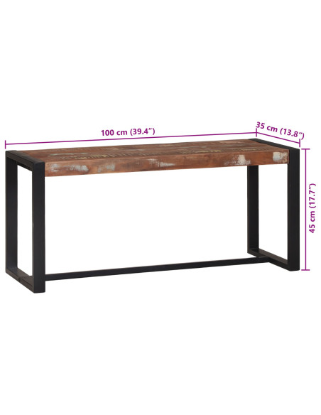 Panchina  Multicolore Legno massello riutilizzato 100 x 35 x 45 cm