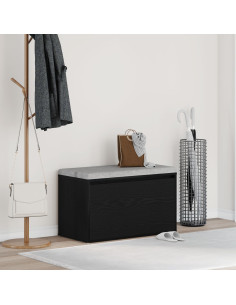 Panca per ingresso con cassetto Rovere Nero 80 x 40 x 45 cm 2