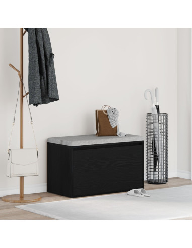 Panca per ingresso con cassetto Rovere Nero 80 x 40 x 45 cm