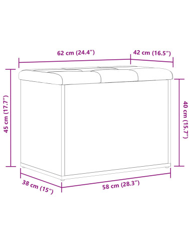 Panchina con contenitore Rovere nero 62 x 42 x 45 cm