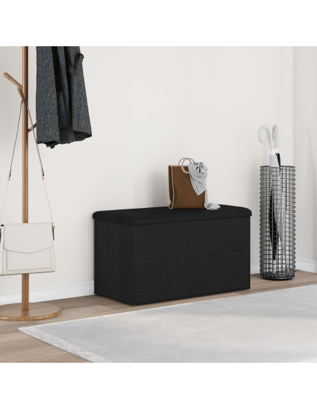 panchina da stoccaggio  nero rovere 80x40x45 cm in legno ingegnerizzato