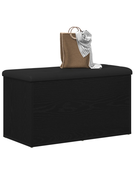 panchina da stoccaggio  nero rovere 80x40x45 cm in legno ingegnerizzato
