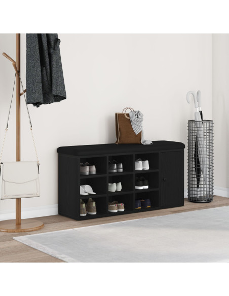 panchina da stoccaggio  Nero Rovere 100x30x48 cm Legno ingegnerizzato