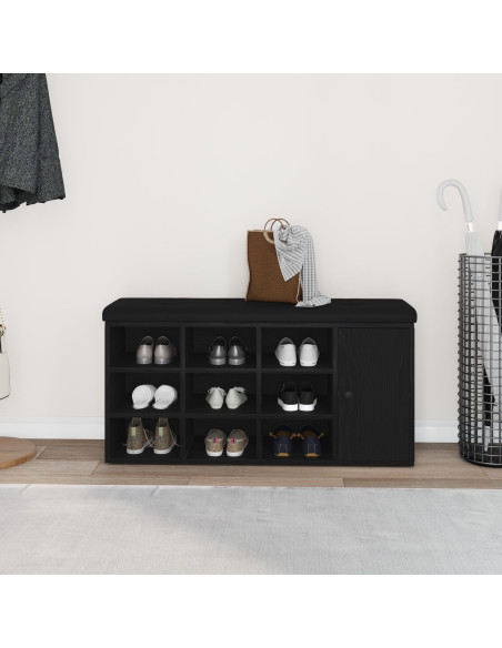 Panchina con contenitore Rovere Nero 102 x 32 x 50 cm