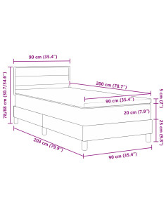 Letto a molle con materasso Grigio scuro 90 x 200 cm Tessuto