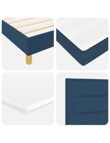 Letto a molle con materasso Blu 90 x 200 cm Tessuto