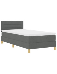 Letto a molle con materasso Grigio scuro 100 x 200 cm Tessuto