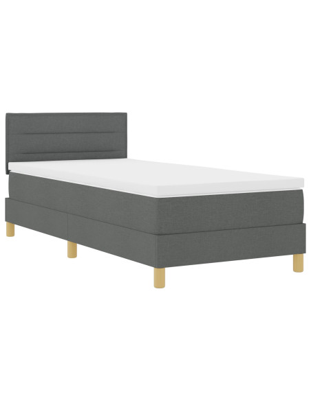 Letto Box Spring con Materasso Grigio scuro 100x200 cm Tessuto