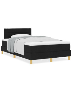 Letto a molle con materasso Nero 120 x 200 cm Tessuto