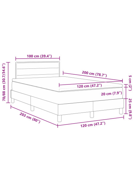 Letto con Rete a Molle e Materasso Blu 120x200 cm Tessuto