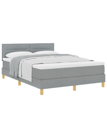 Letto Box Spring con Materasso Grigio Chiaro 140x190 cm Tessuto