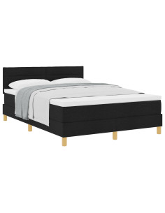 Letto a molle con materasso Nero 140 x 200 cm Tessuto