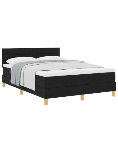 Letto a molle con materasso Nero 140 x 200 cm Tessuto