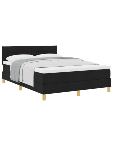 Letto a Molle con Materasso Nero 140x200 cm Tessuto