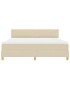 Letto a molle con materasso Crema 180 x 200 cm Tessuto