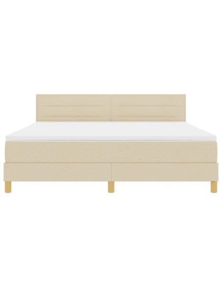 Letto a molle con materasso Crema 180 x 200 cm Tessuto