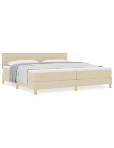 Letto a molle con materasso Crema 200 x 200 cm Tessuto