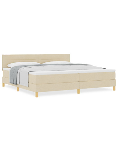Letto a molle con materasso Crema 200 x 200 cm Tessuto