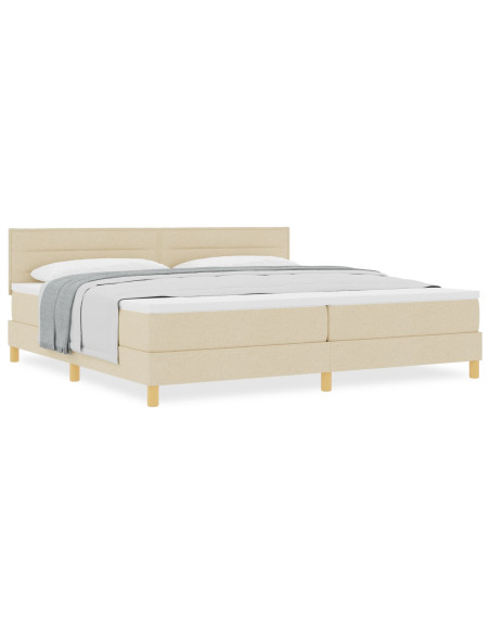Letto a molle con materasso Crema 200 x 200 cm Tessuto