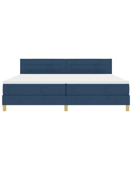 Letto Box Spring e Materasso Blu 200x200 cm in Tessuto