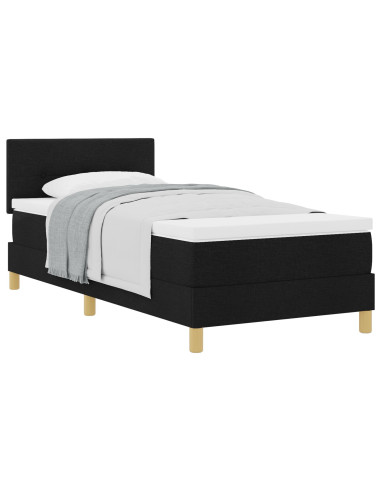 Letto a molle con materasso Nero 90 x 200 cm Tessuto