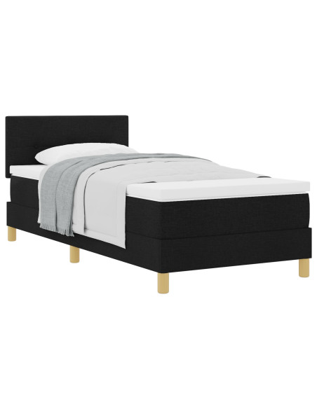 Letto con Rete a Molle e Materasso Nero 90x200 cm Tessuto