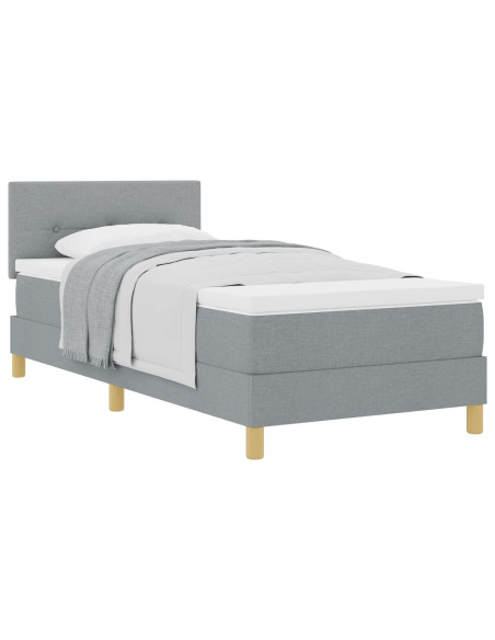 Letto con Box Spring con Materasso Grigio Chiaro 100x200 cm Tessuto
