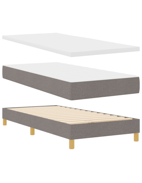 Letto con Box Spring e Materasso Tortora 100x200 cm Tessuto
